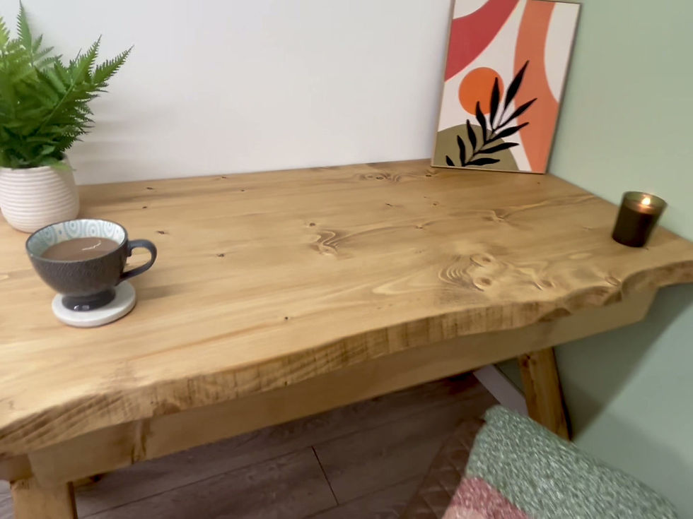 Thumbnail: Live Edge Desk And Drawer On Solid Wood X Frame Legs