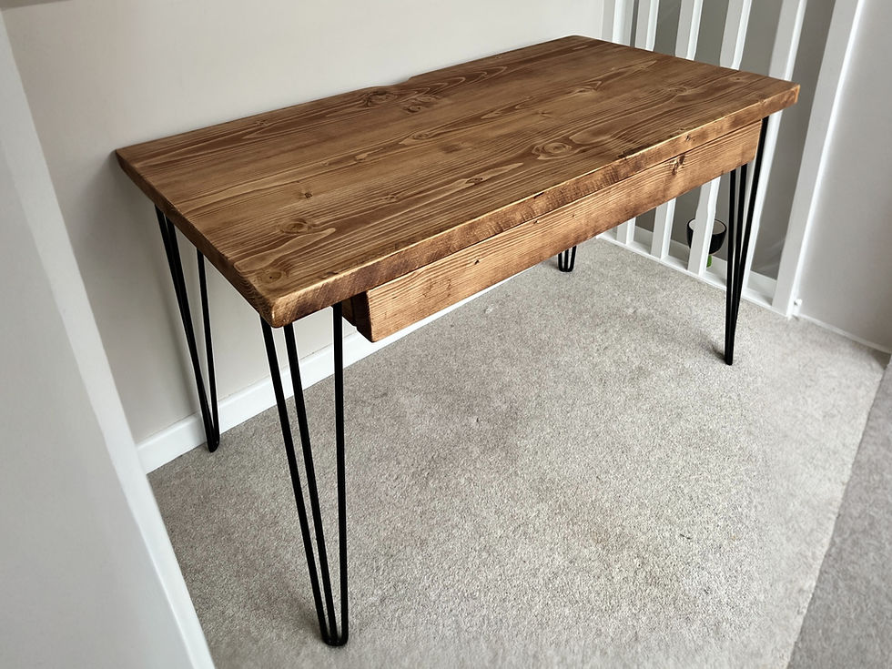 Thumbnail: Desk With Slow Closing Drawer On Steel Hairpin Legs