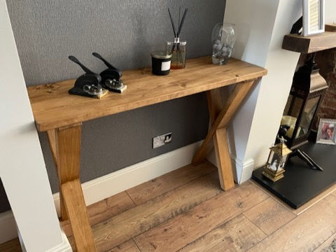 Thumbnail: Console Hallway Table On Solid Wood X Frame Legs 75cm or 90cm Tall