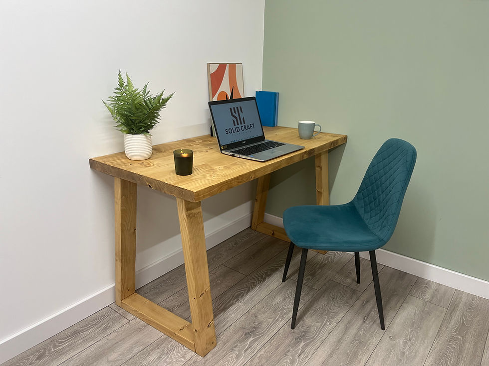 Thumbnail: Desk On Wood Trapezium Legs