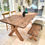 Thumbnail: Live edge dining table and bench set on chunky X-frame timber legs