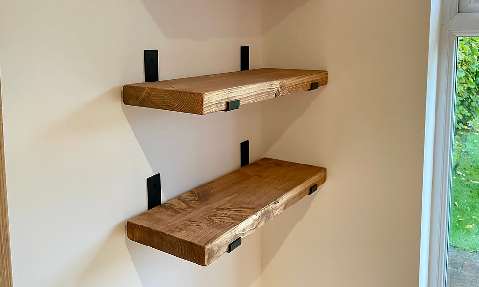 Thumbnail: Pair Of Rustic Shelves With Black Or Bare Steel Up or Down Brackets