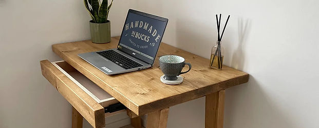 Rustic office desk drawer A frame legs_e