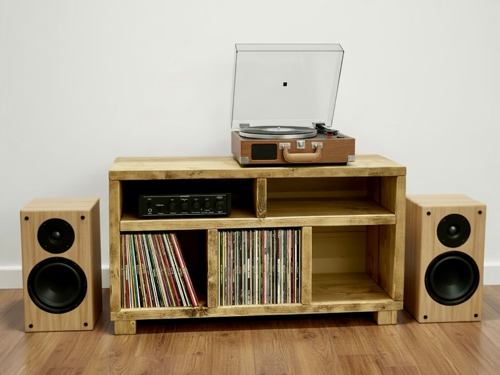 Thumbnail: Record Player, Vinyl & CD Storage Entertainment Unit On Steel or Wood Feet