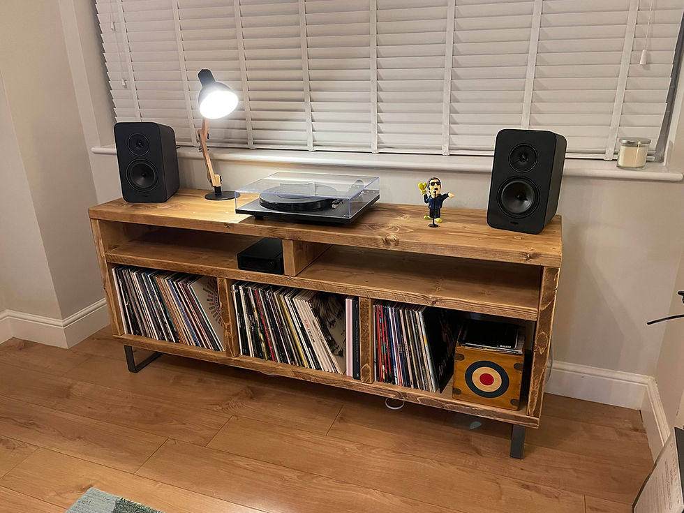 Thumbnail: Record Player, Vinyl & CD Storage Entertainment Unit On Steel or Wood Feet