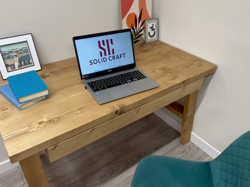 Thumbnail: Desk With Slow Closing Drawer On Solid Wood A Frame Legs