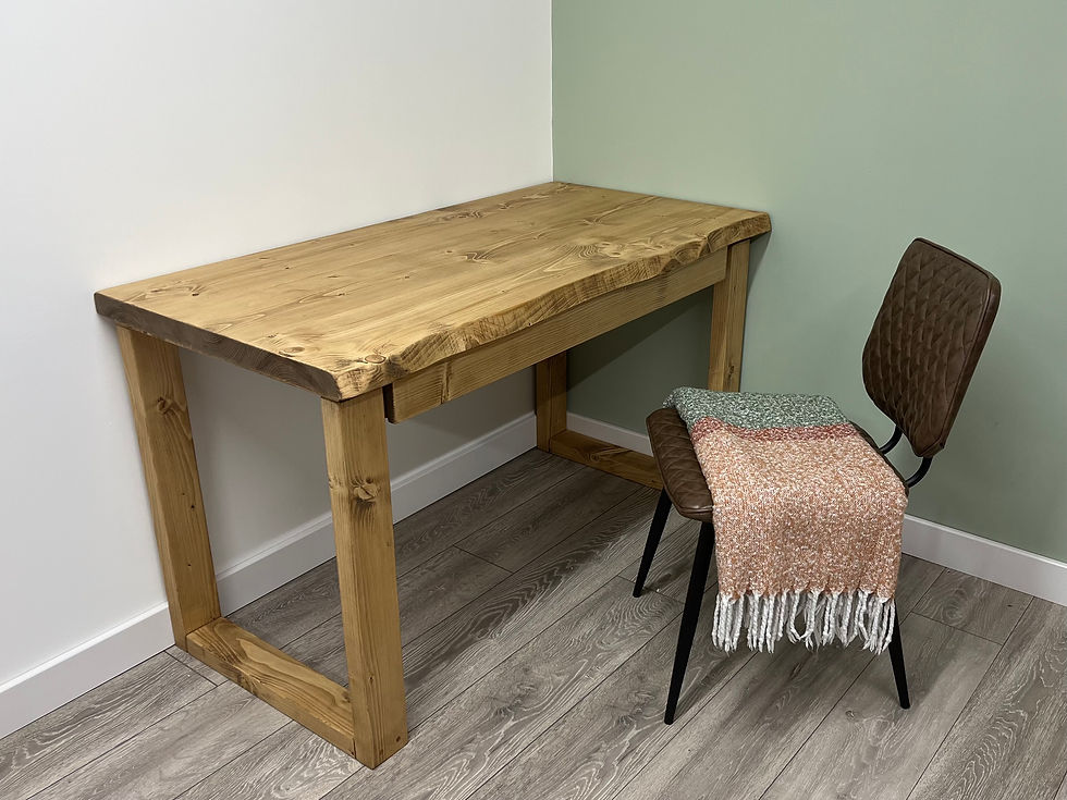 Thumbnail: Live Edge Desk And Slow Closing Drawer On Solid Wood Square Legs