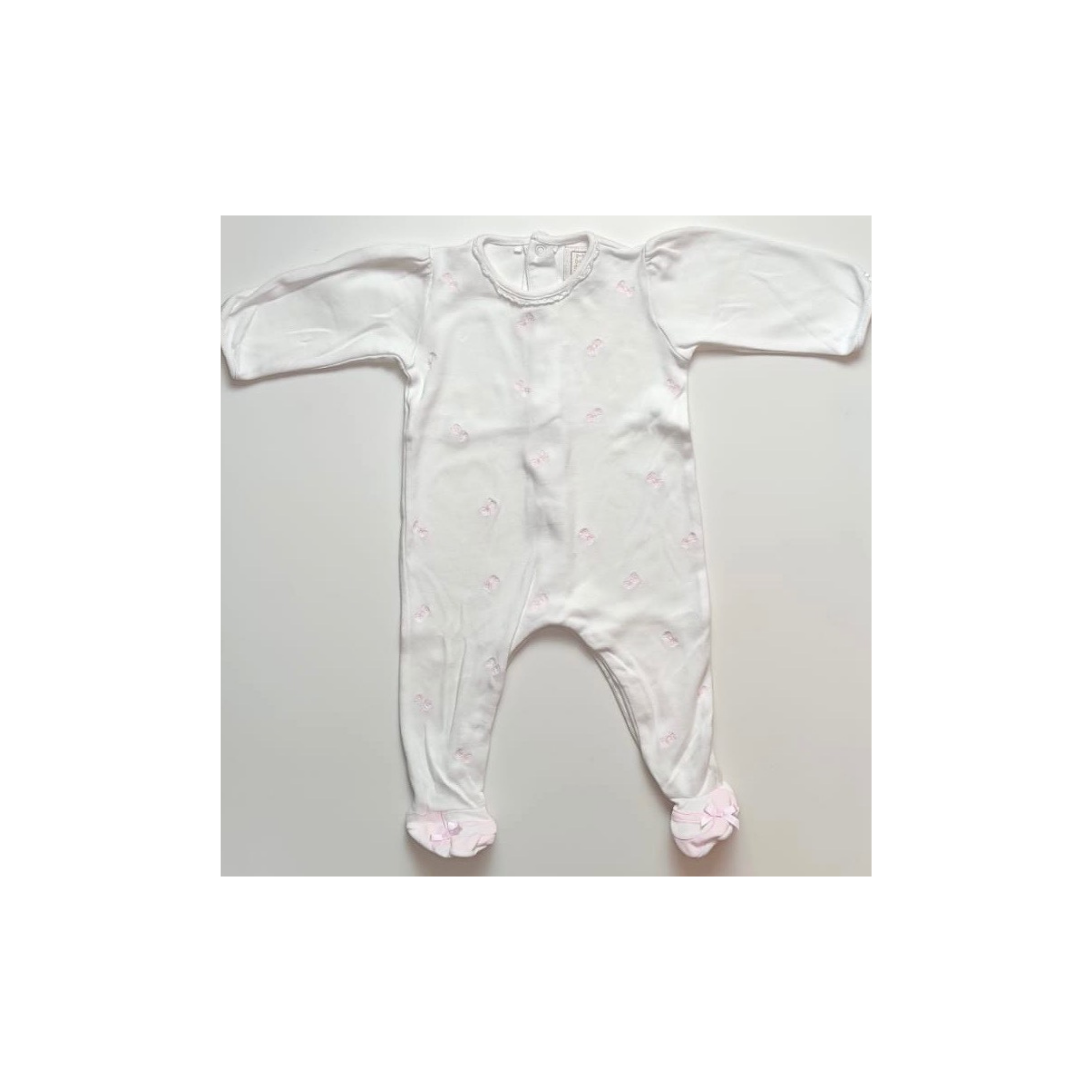 Emile et Rose White Babygrow with pink bows
