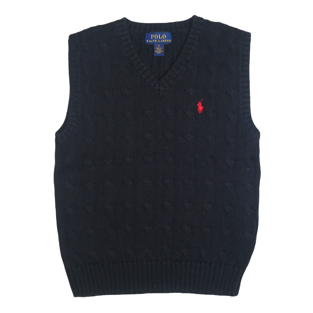 Ralph Lauren Cable Knit Navy Sleeveless Jumper