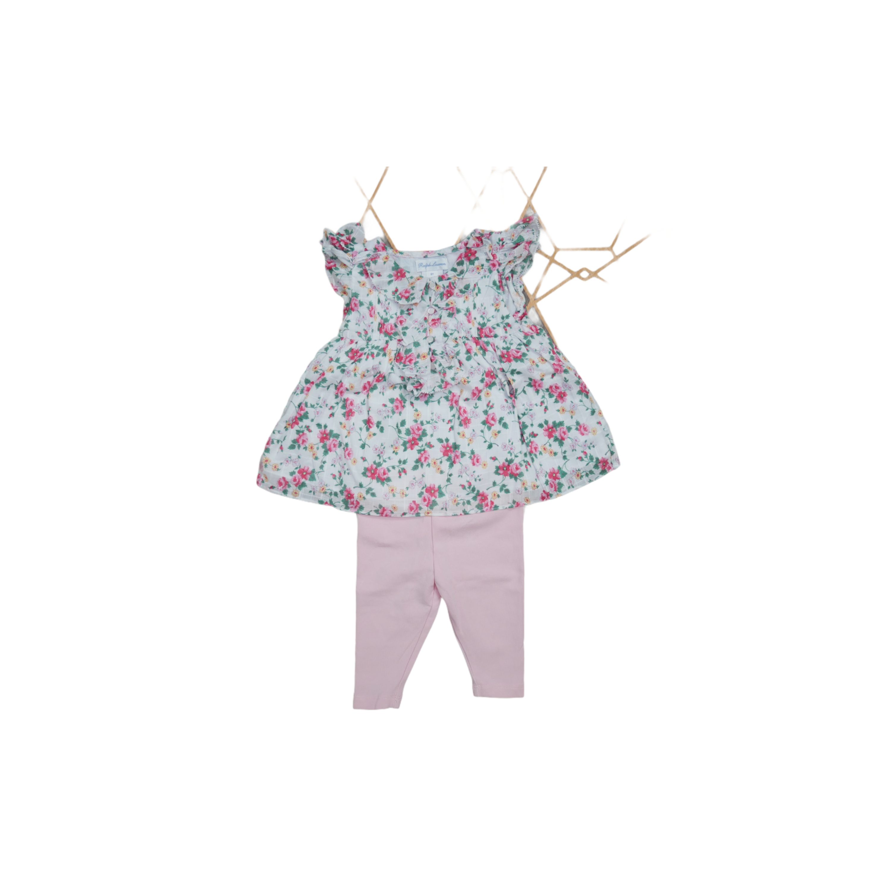 Ralph Lauren Floral Print Dress with pink leggings