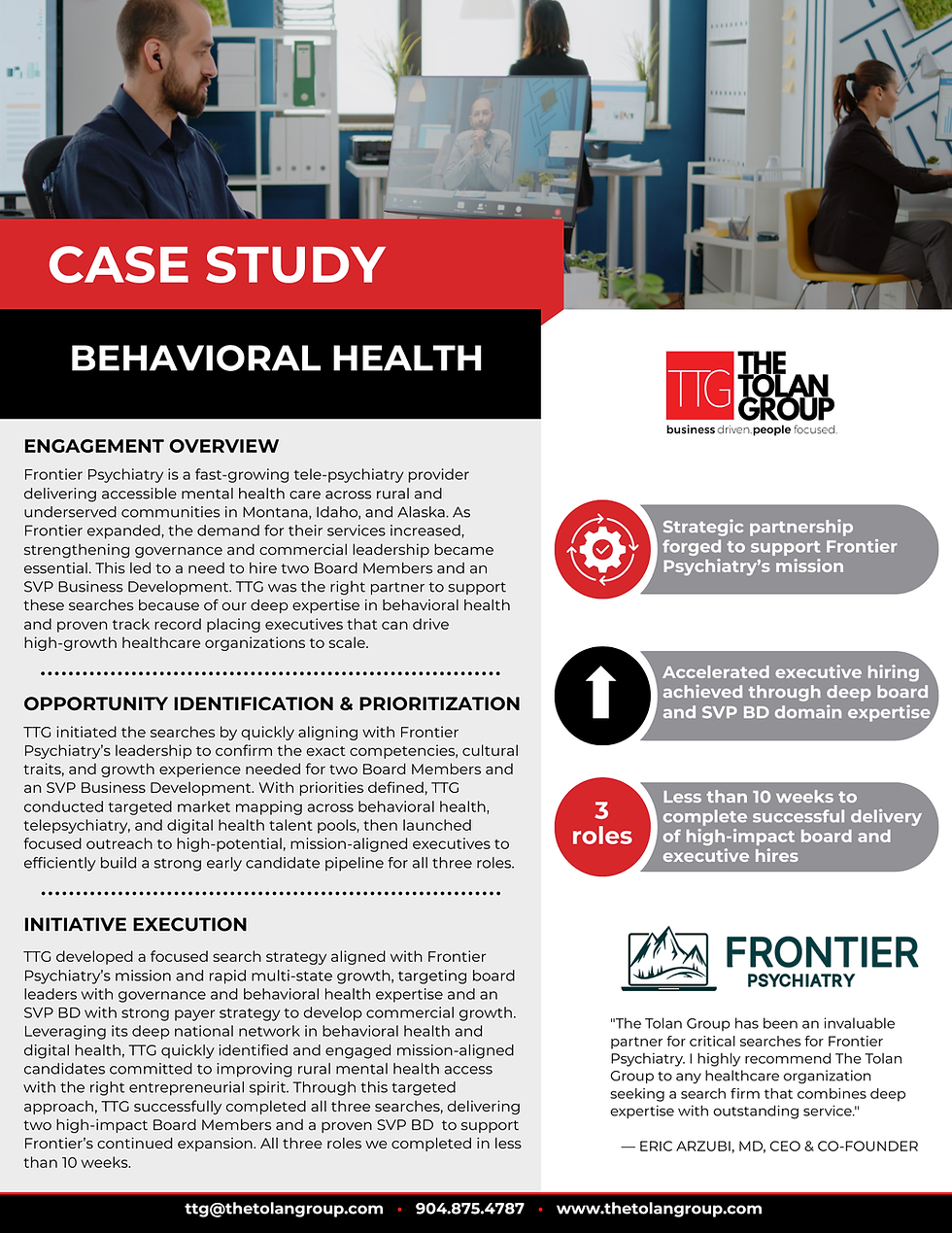 CASE STUDY: LEADERSHIP FOR BEHAVIORAL HEALTH COMPANY