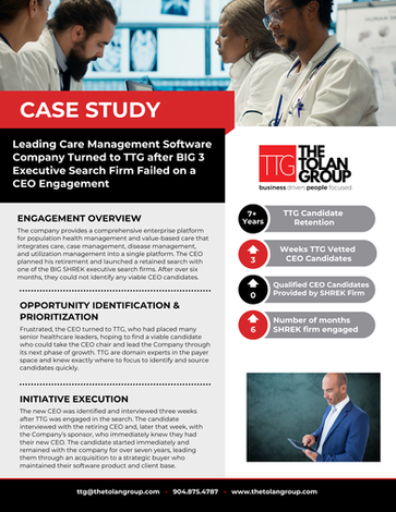 CASE STUDY: CEO FOR LEADING CARE MANAGEMENT SOFTWARE COMPANY