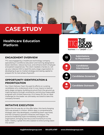 CASE STUDY: CEO FOR HEALTHCARE EDUCATION PLATFORM