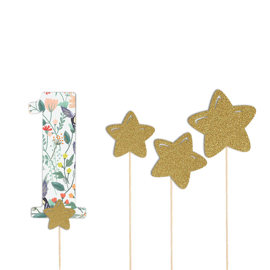 Miniatura: FLORAL BIRTHDAY CAKE TOPPER TEMPLATE