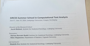 Yunting Xie attends the SIRCSS Summer School in Computational Text Analysis