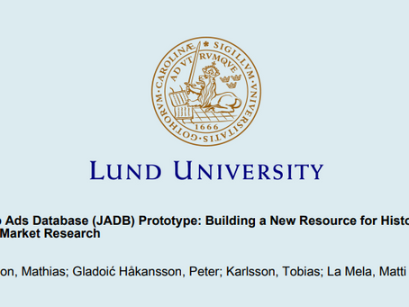 'The Job Ads Database (JADB) Prototype' published by Mathias Johansson and Matti La Mela