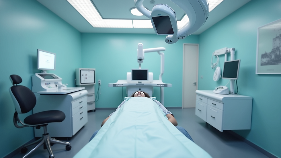 Eye-level view of modern laser treatment room with advanced equipment