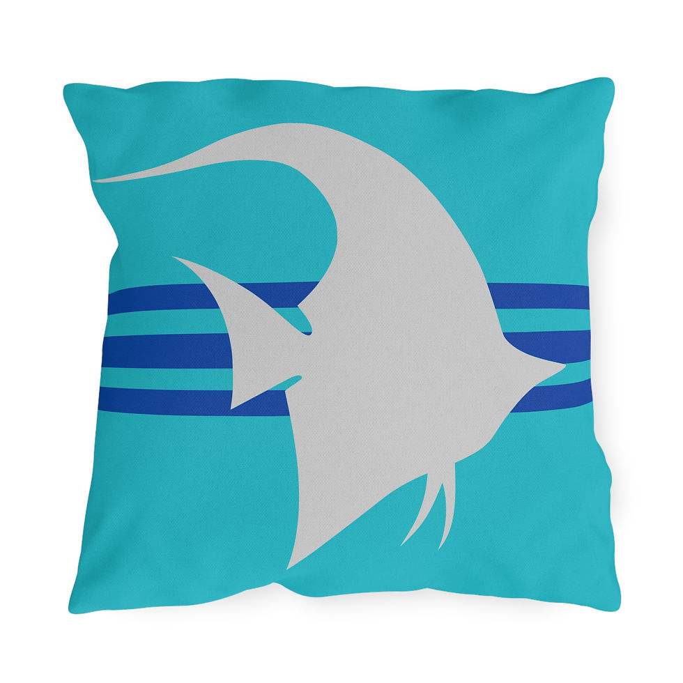 Thumbnail: Aqua pillow with blue stripes - Angelfish - Outdoor Pillows