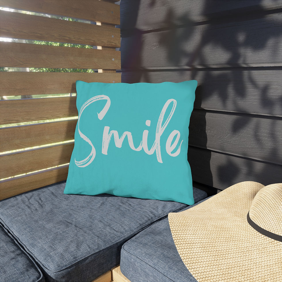 Thumbnail: Smile Outdoor Pillows in Aqua - Coastal Decor, Summer Vibes, Poolside Comfort