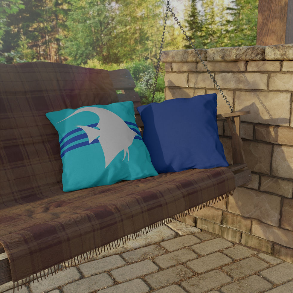Thumbnail: Aqua pillow with blue stripes - Angelfish - Outdoor Pillows