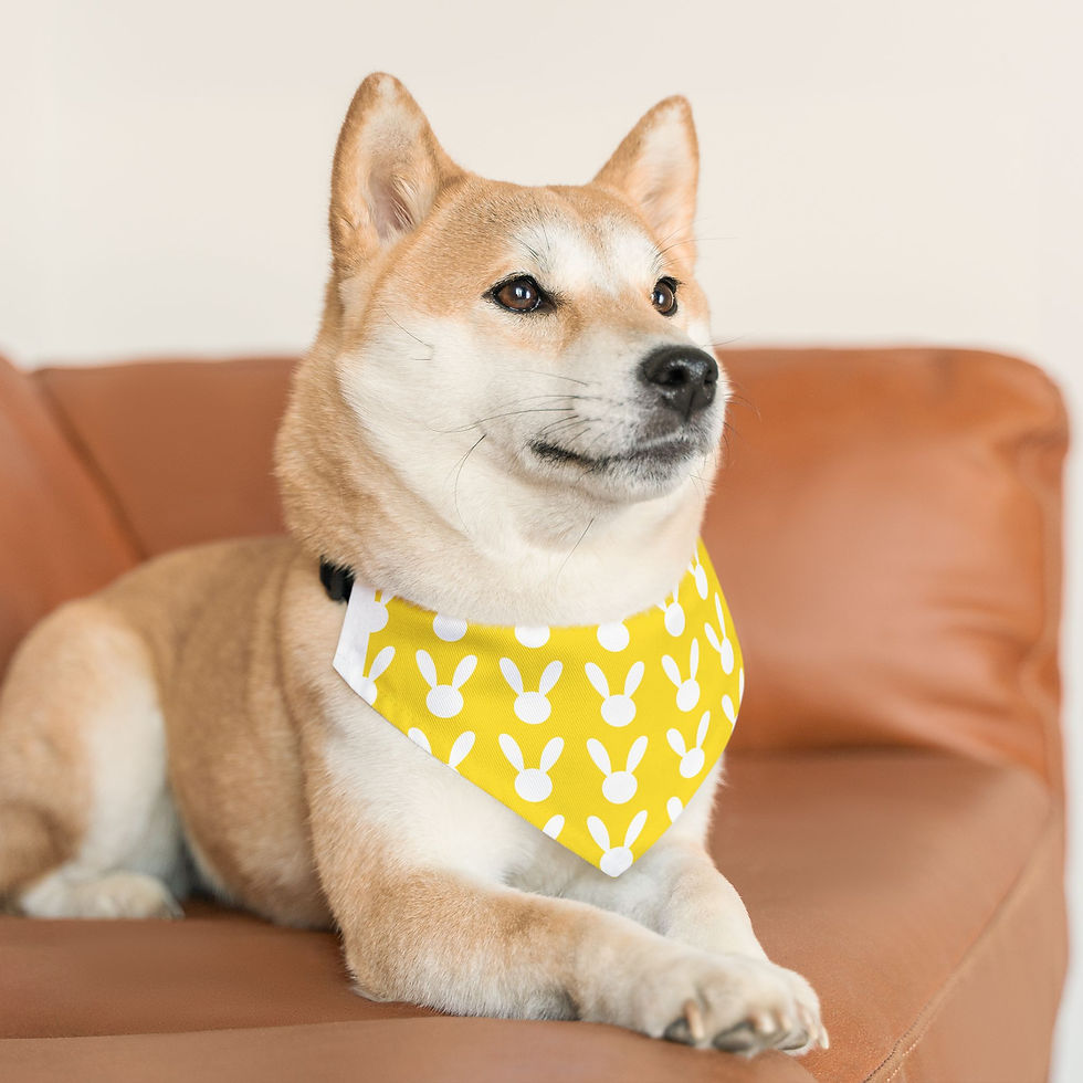Thumbnail: Yellow Bunny Dog Bandana | Spring & Easter Pet Gift, Adjustable Collar 