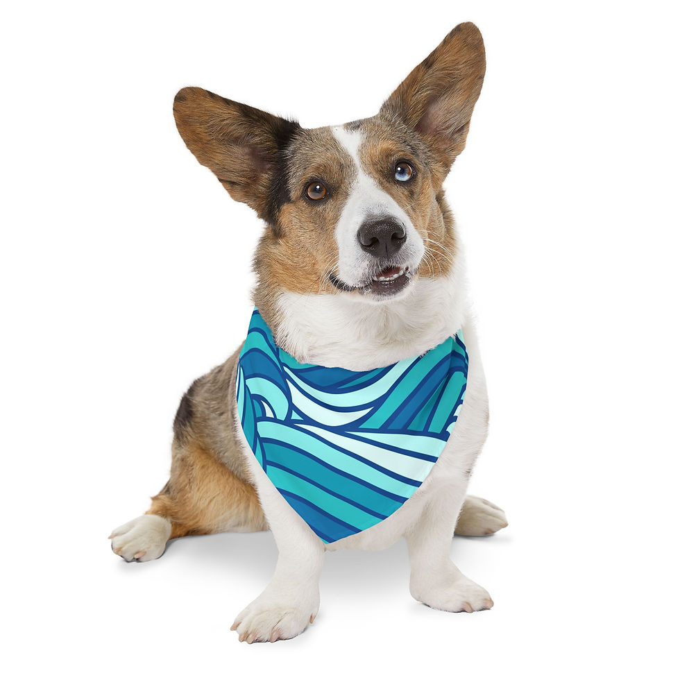 Thumbnail: Ocean Waves Dog Bandana Collar | Coastal Pet Gift | Summer & Beach Style