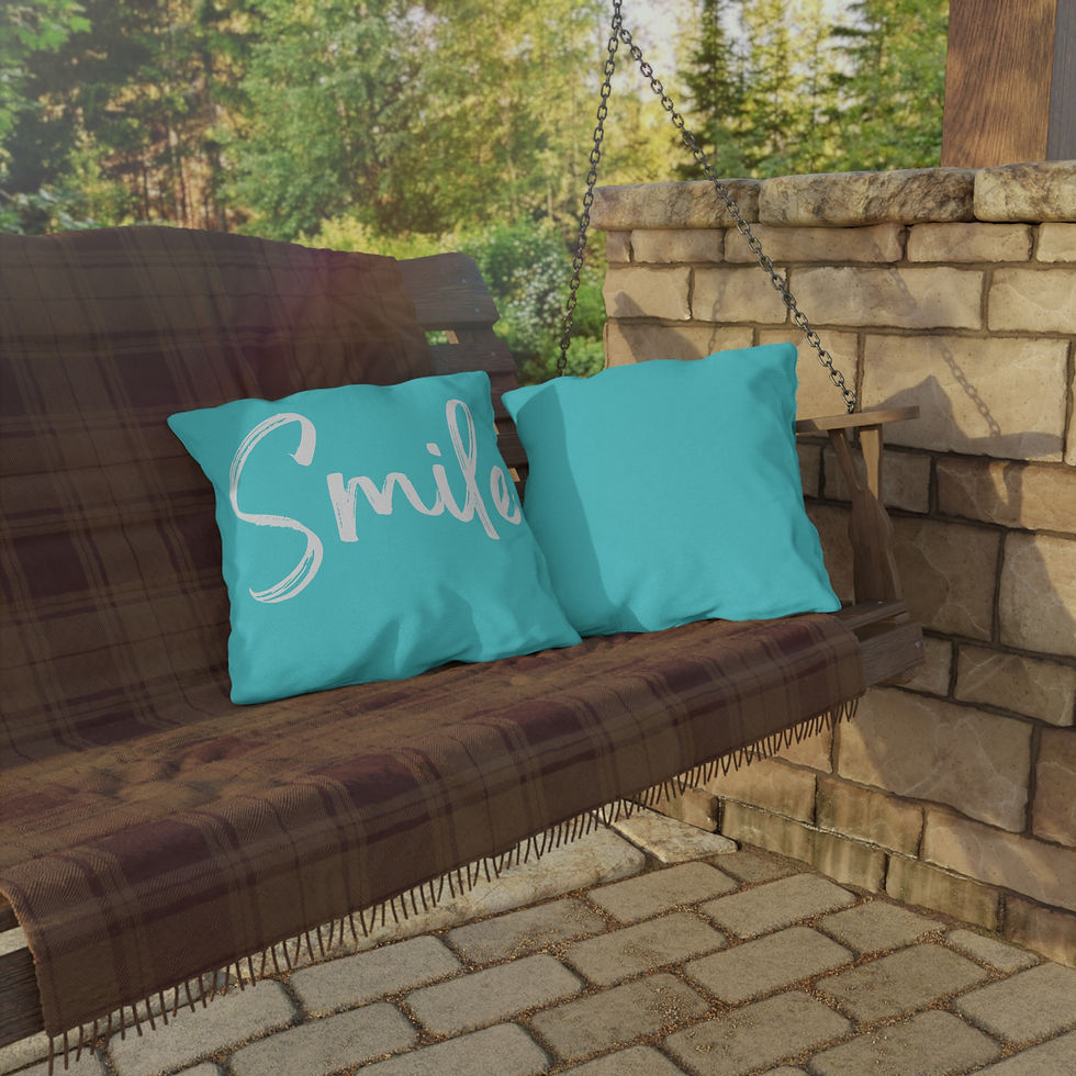 Thumbnail: Smile Outdoor Pillows in Aqua - Coastal Decor, Summer Vibes, Poolside Comfort