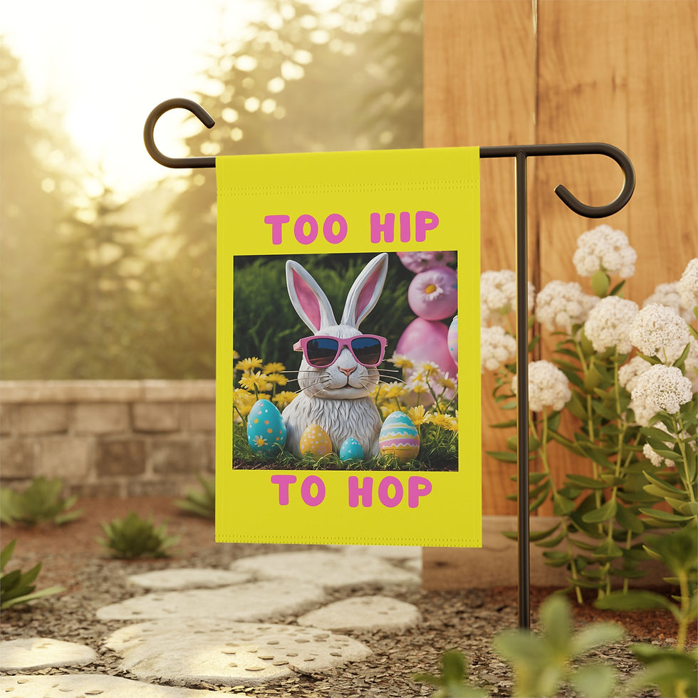 Thumbnail: Whimsical Easter Garden Flag | Bunny Too Hip to Hop Spring Yard Decor