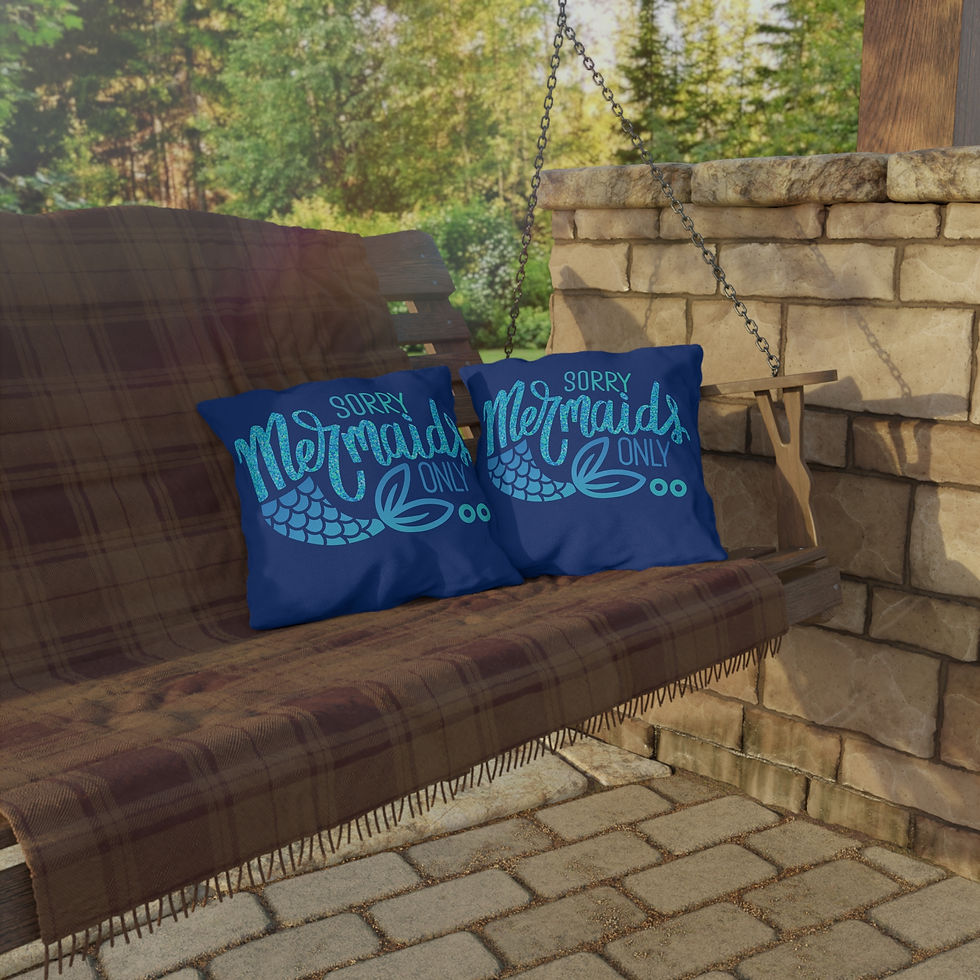 Thumbnail: Sorry Mermaids Only in Blue and aqua Outdoor Pillows