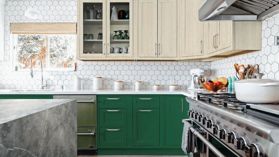 Kitchen cabinets with polyester doors. Colours - K68 and K71