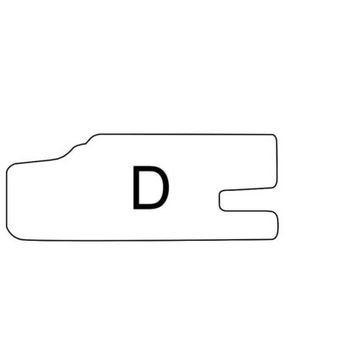 White cabinet door cutout with the letter D displayed on it.