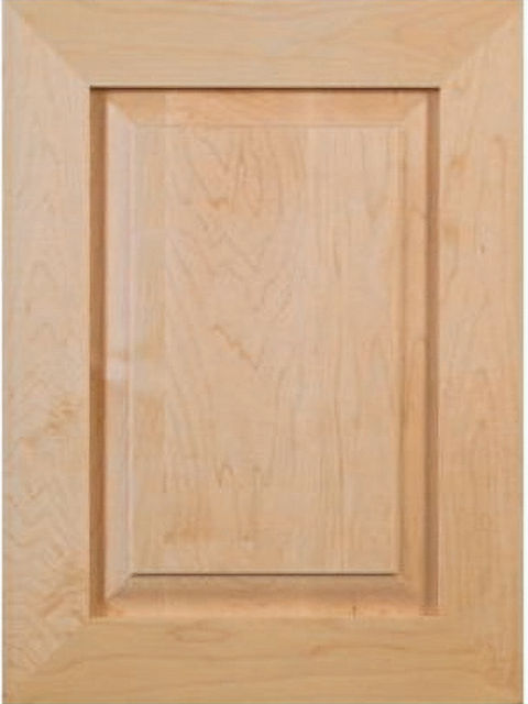 Light wood cabinet door with recessed panel; perfect for kitchen makeovers.