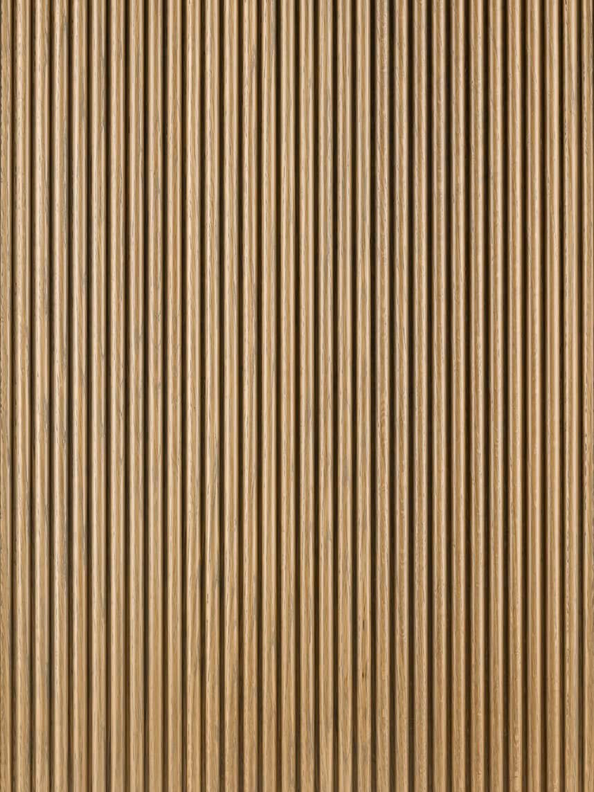 Vertical walnut slatted door. Wood Veneer Cabinet Doors.