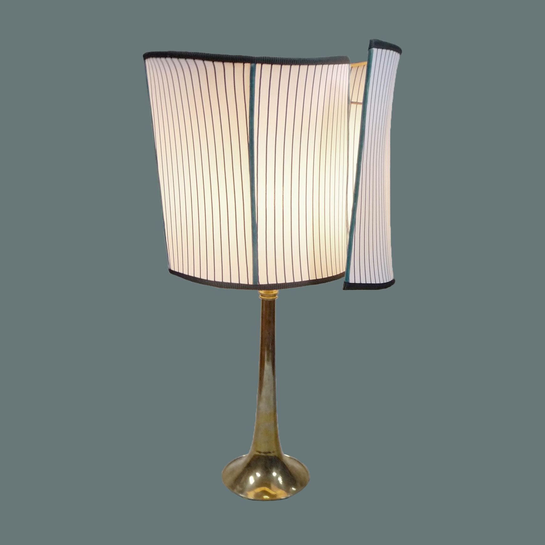 Vintage Trumpet Brass Base & Spiral Lampshade