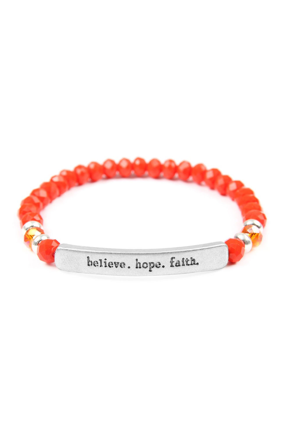 Thumbnail: 83593 - "Believe, Hope, Faith" 6mm Glass Beads Stretch Bracelet