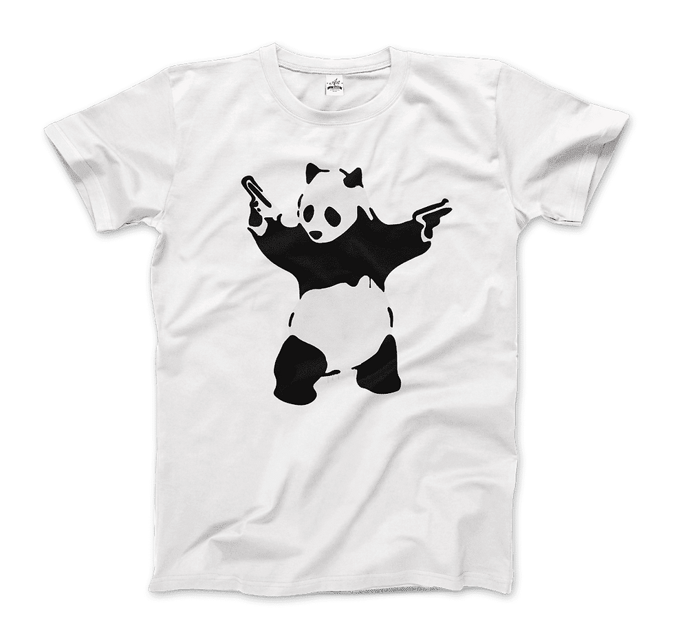 Thumbnail: Banksy Pandamonium Armed Panda Artwork T-Shirt