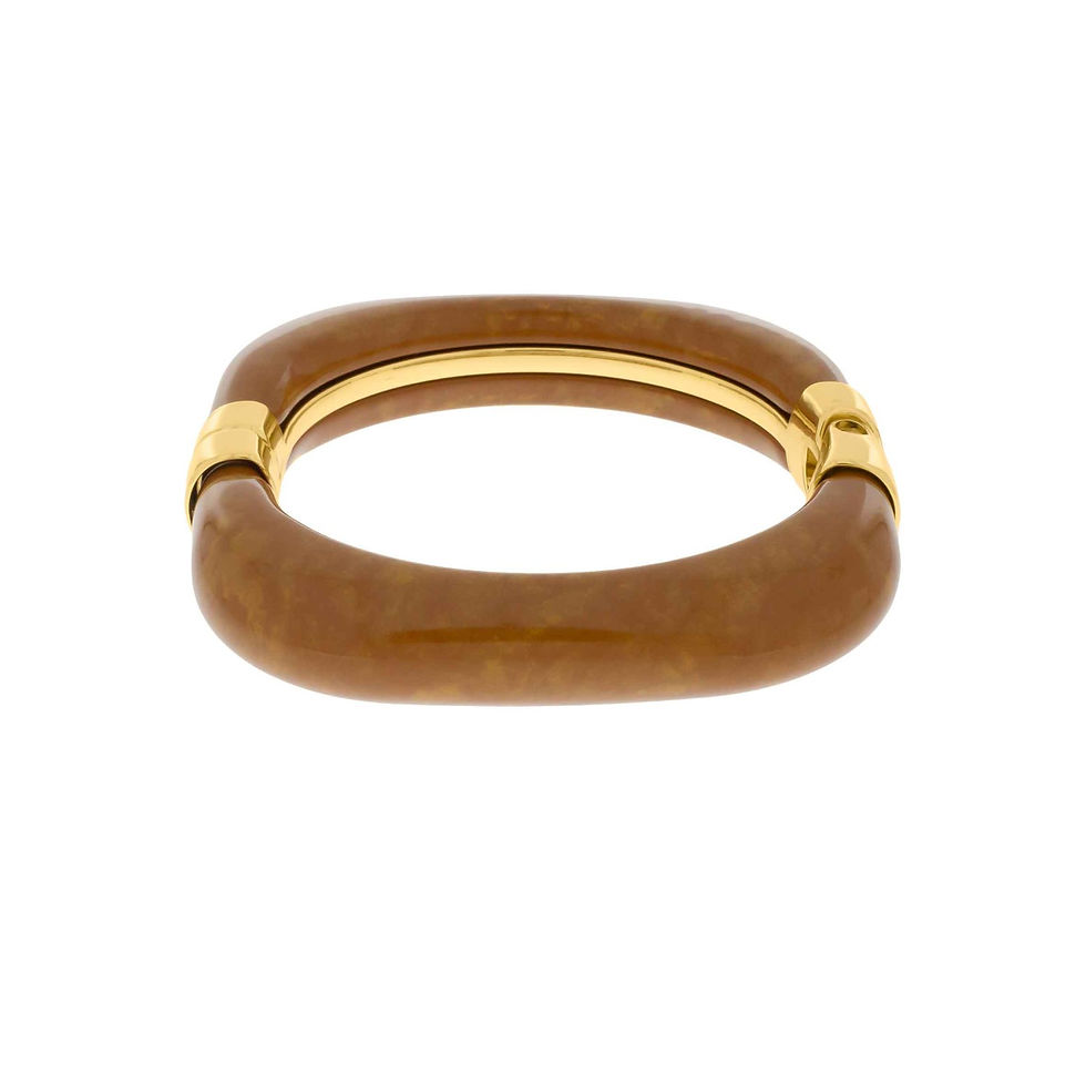 Bracelete quadrado marrom e ouro