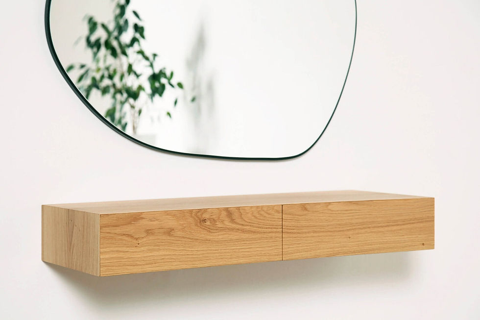 Minimalista tölgy fésülködő asztal tükörrel