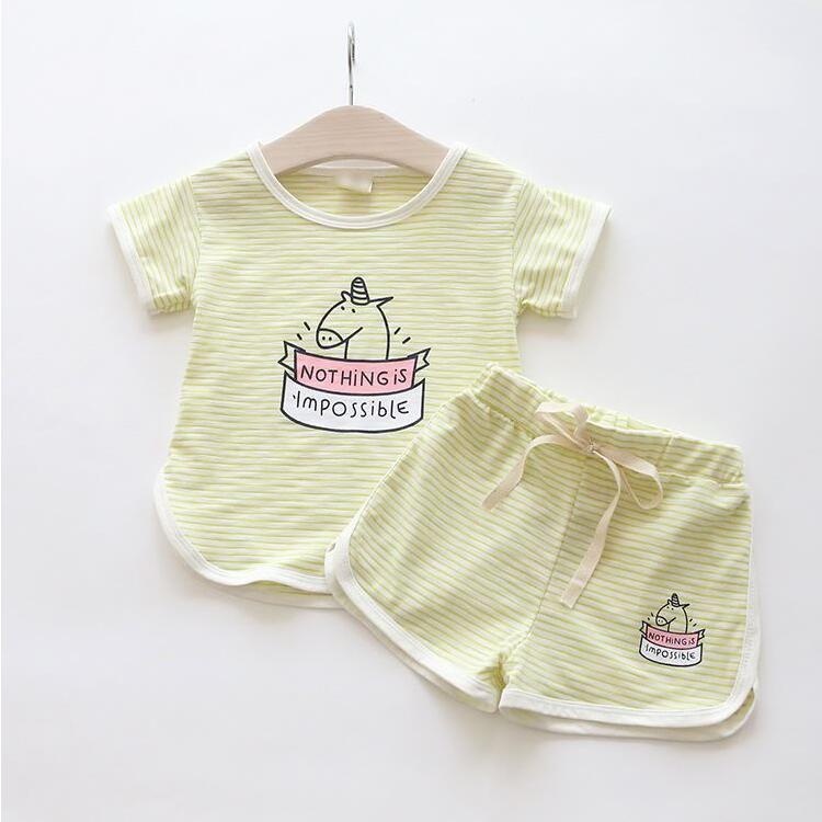 Thumbnail: Girls Stripes Cartoon Top + Shorts (set)