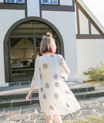 Thumbnail: Casual Embroidered Dress