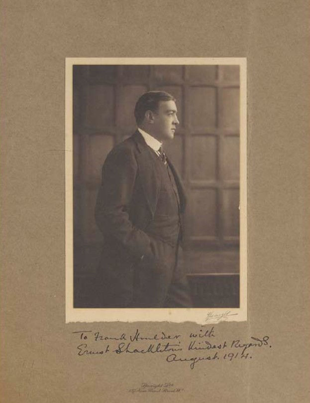 Shackleton's studio portrait dedicated to Houlder in August 1914