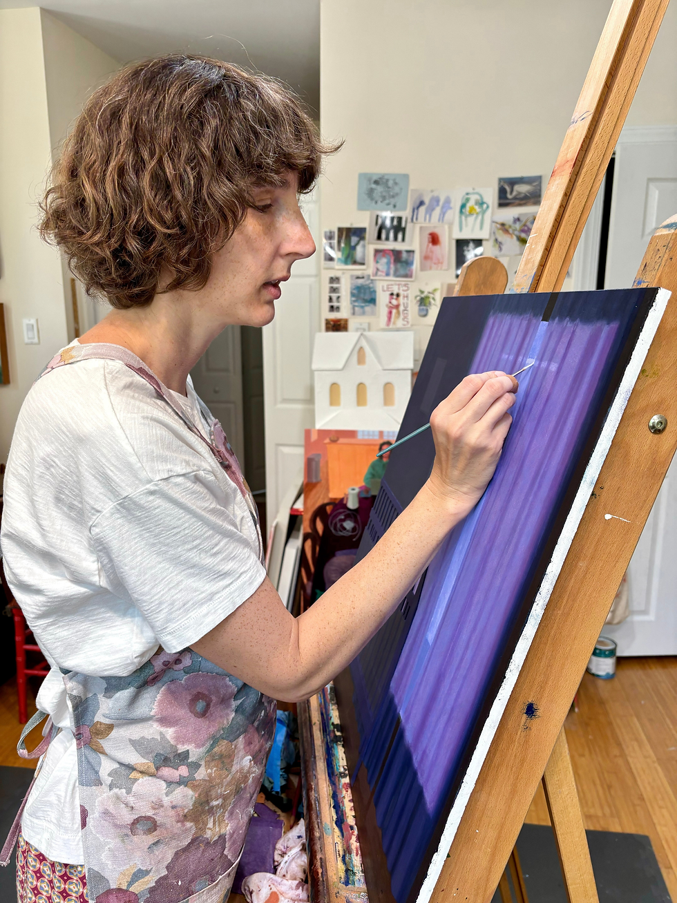 Leigh Werrell painting Nursery, in progress