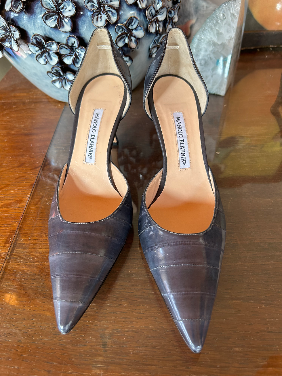 Rare Manolo Blahnik Eel Skin Pumps EU 40 New wo Tags
