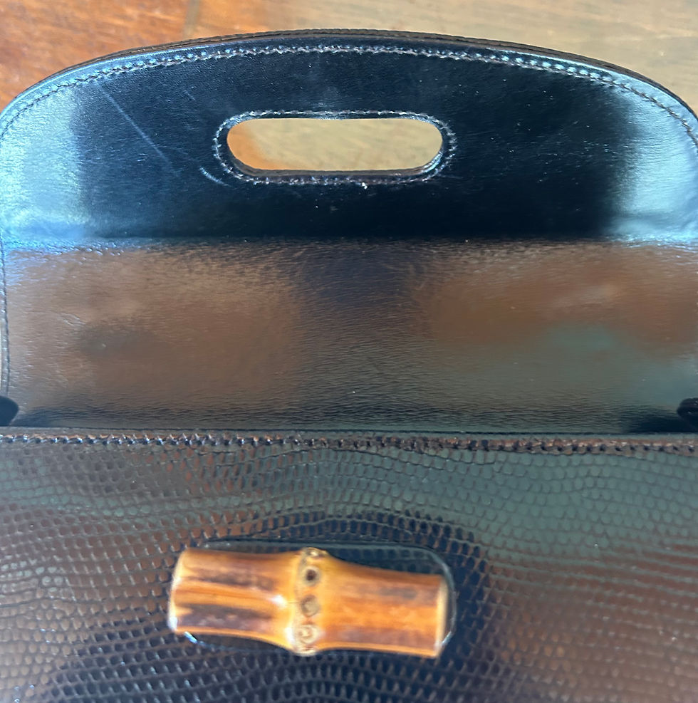 Thumbnail: Gucci Lizard Bamboo Handle Bag w Strap