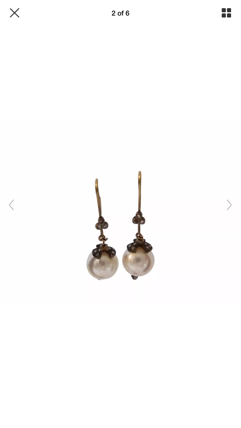 Thumbnail: Antique Victory Diamond Platinum Pearl Earrings SOLD 