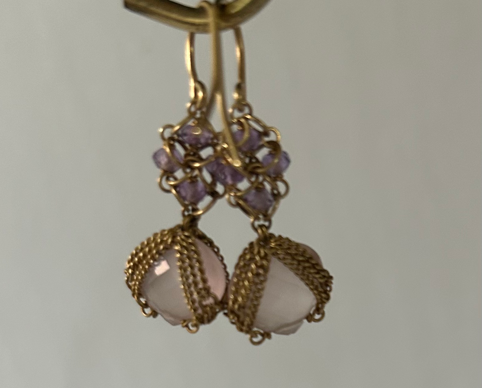 Vintage Anthony Nak Pink Quartz Earrings  SOLD 