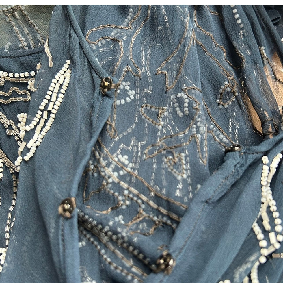 Thumbnail: Rare Art Deco Chiffon Beaded Flappers Dress 