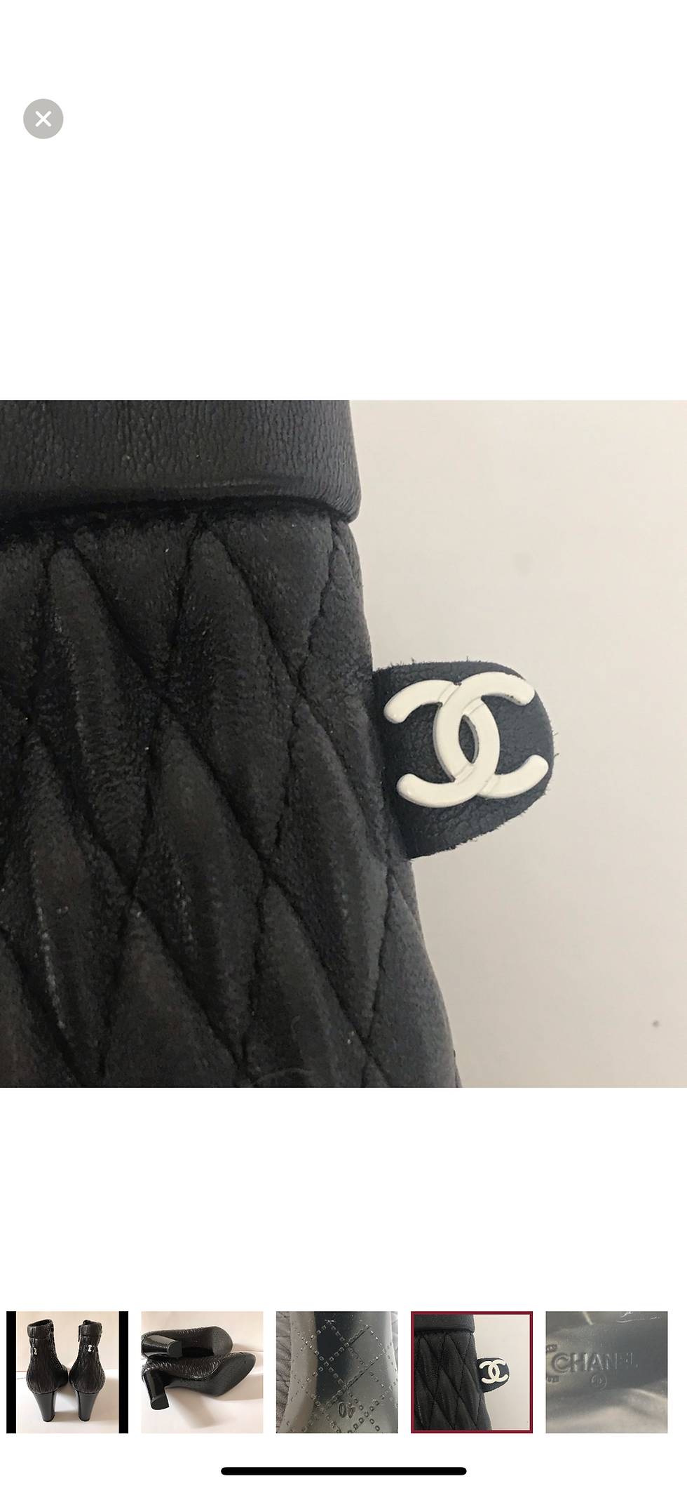Thumbnail: Chanel Ruched Leather Patent Toe Bootie Sz 40