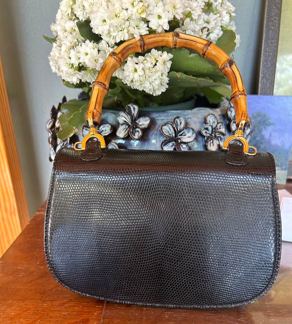 Thumbnail: Gucci Lizard Bamboo Handle Bag w Strap