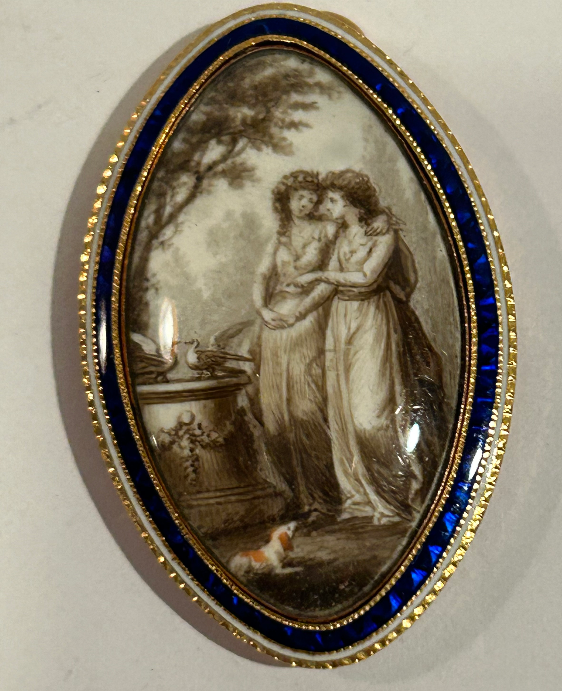 Rare Georgian Circa 1790 Sepia Mourning Pendant